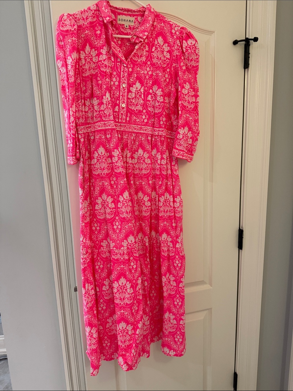 Pink Printed Midi Dress